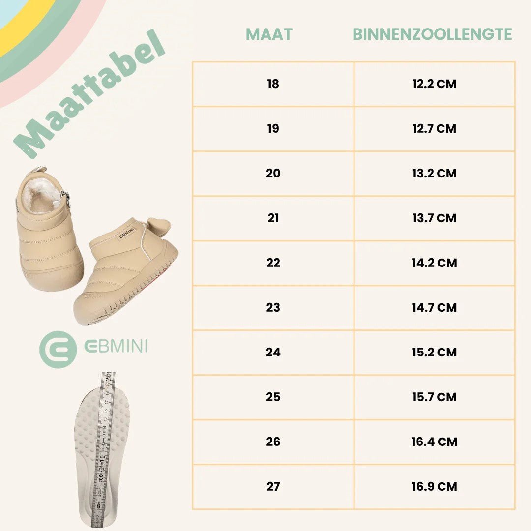 EBMINI® ALBI – Waterdichte barefoot laarzen voor kinderen met warme voering - Ebmini® – Kinder schoenen - 209913047913 -