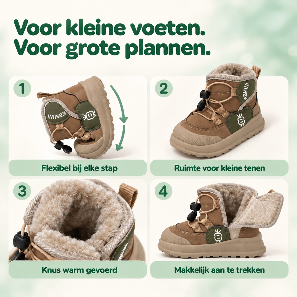 EBMINI® FOZ – Voor kleine voeten, voor grote plannen – flexibel, ruimte voor de tenen, warm gevoerd en makkelijk aan te trekken