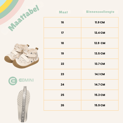 EBMINI® SAS – Ultralichte winter - barfusschoenen voor kinderen met klittenbandsluiting - Ebmini® – Kinder schoenen - 209913031011 - 